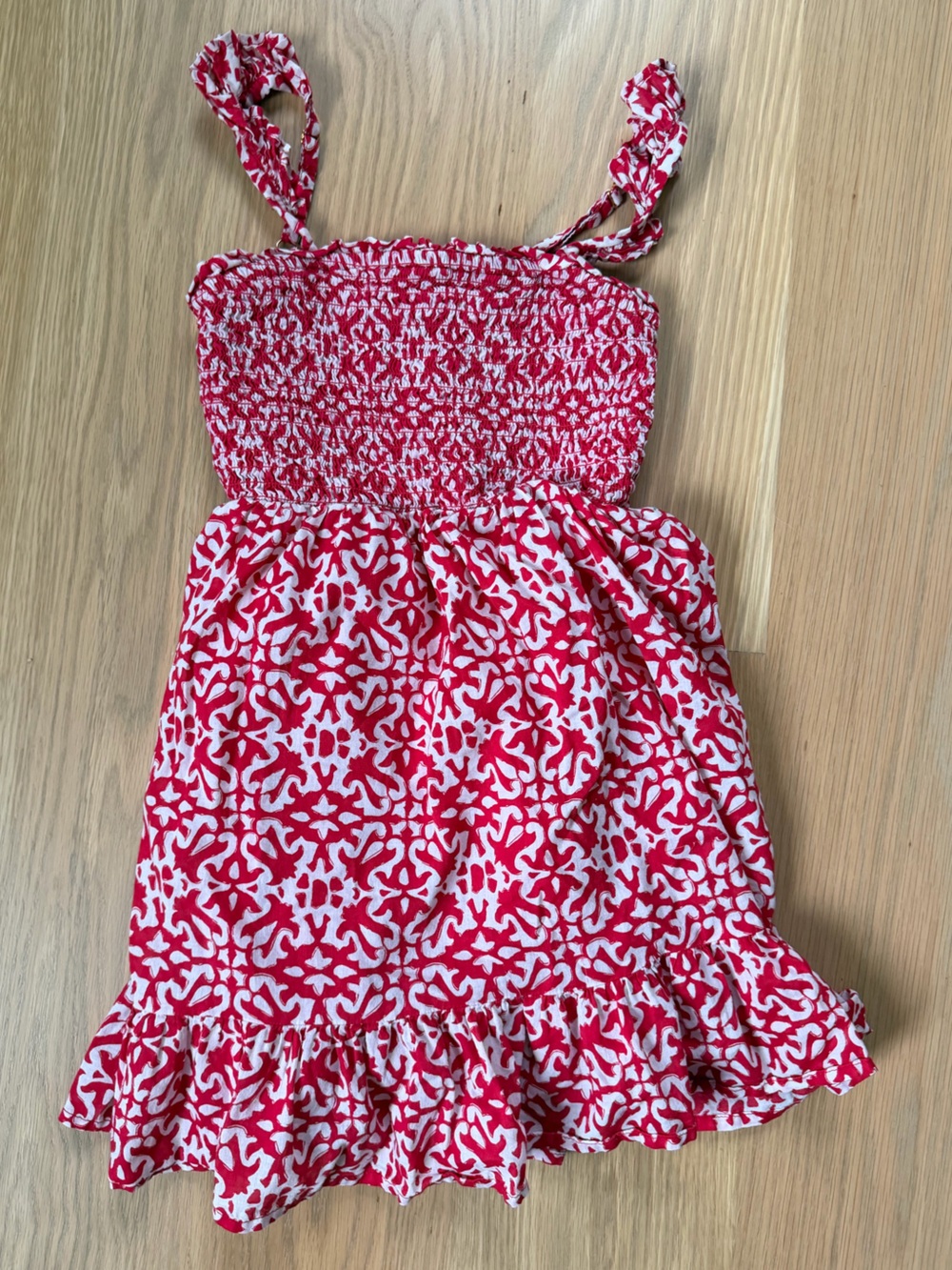 Vineyard Vines Red and White Smocked Dress Top